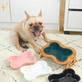 Elevated Ceramic Dog Bowl with Wooden Stand - Paws & Feast