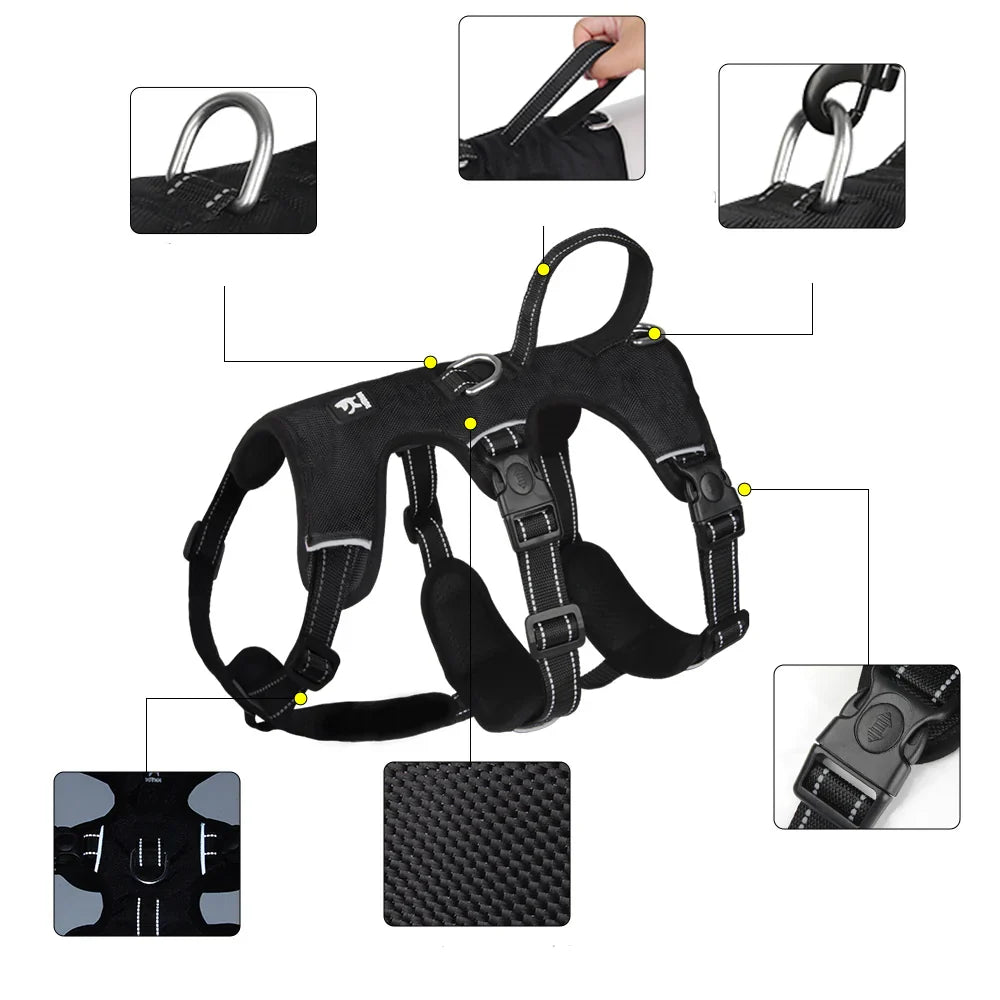 Reflective Anti-Pull Dog Harness GripGuard Comfort