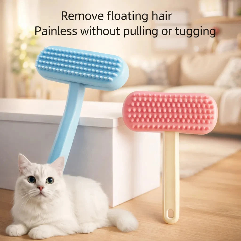 ZooFlex Silicone Pet Grooming Brush – Soft Bristle Heart-Shaped Massage Brush for Dogs & Cats