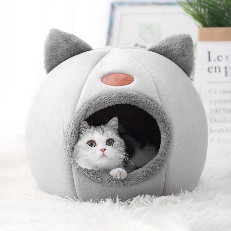 ZooFlex Winter Cat Cave Bed – Soft Warm Pet Sleeping Nest for Cats & Small Dogs