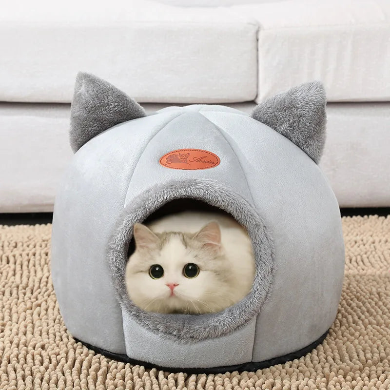 ZooFlex Winter Cat Cave Bed – Soft Warm Pet Sleeping Nest for Cats & Small Dogs