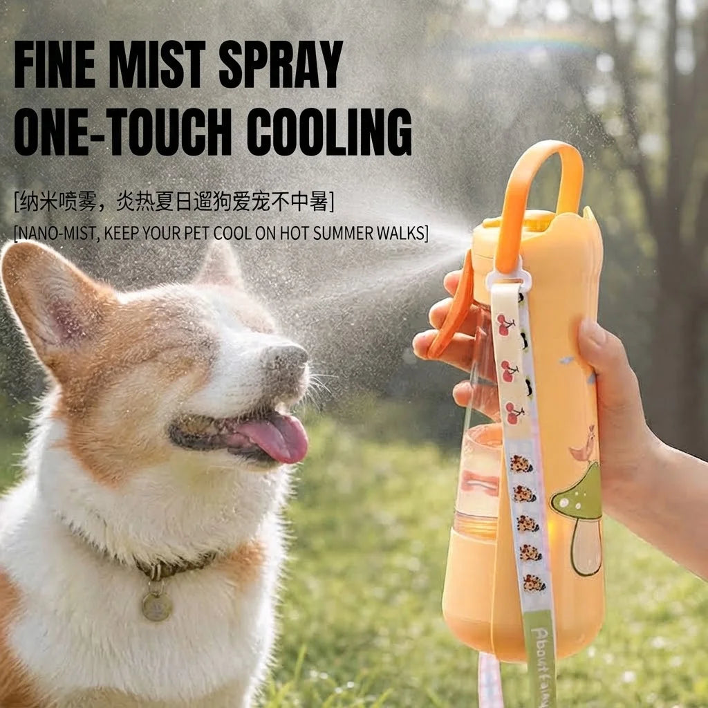 ZooFlex Portable Dog Water Bottle with Cooling Spray, Food Storage & Bowl