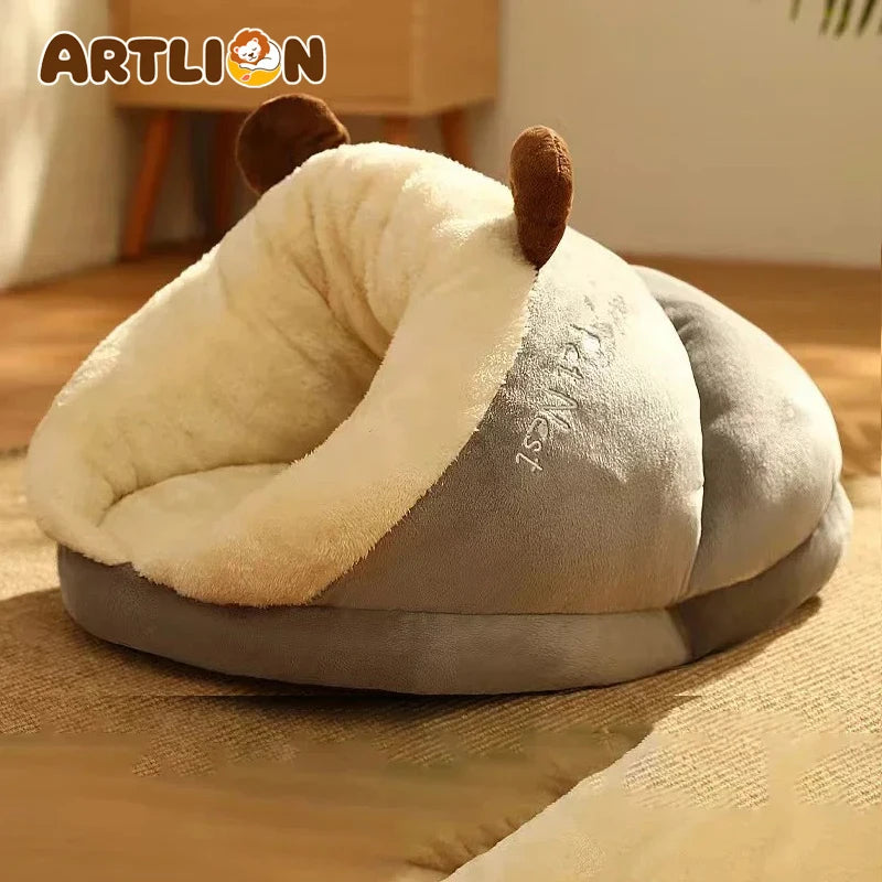 ZooFlex Soft Plush Dog Cave Bed – Warm Cozy Sleeping Nest for Dogs & Cats