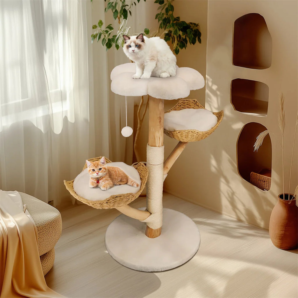 ZooFlex 110cm Wooden Cat Tree – Climbing Tower & Scratching Post