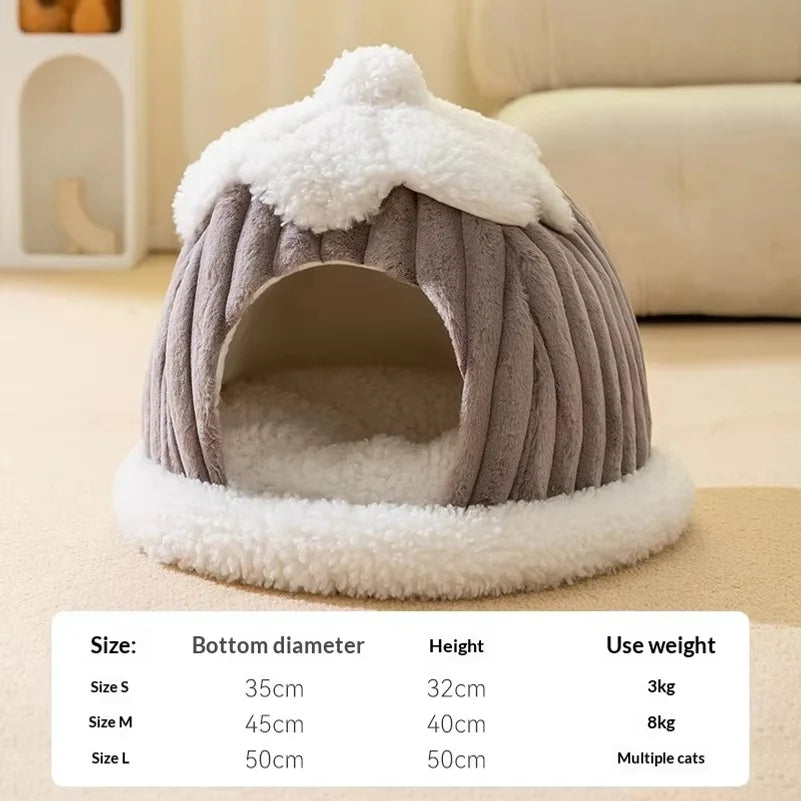 ZooFlex Winter Cat Cave Bed – Warm Plush Washable Pet Nest