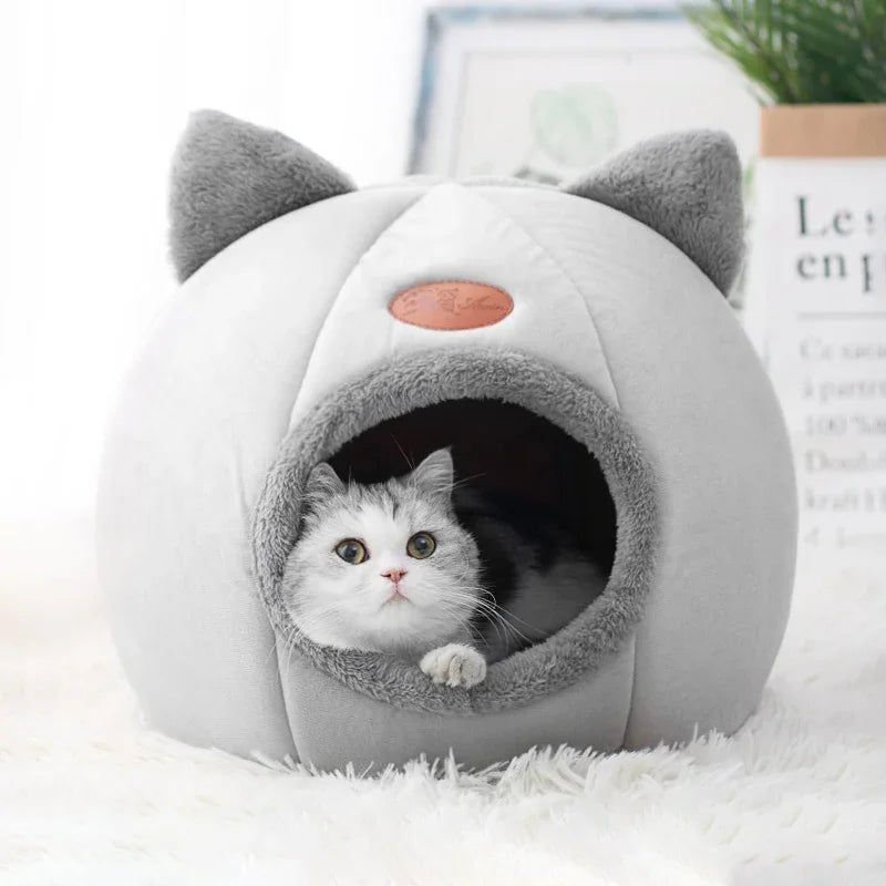 ZooFlex Cozy Cat Cave Bed – Soft Semi-Enclosed Pet Sleeping Nest