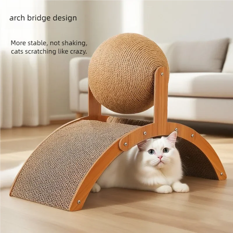 ZooFlex 2-in-1 Wooden Cat Scratching Ball – Sisal Scratcher Toy