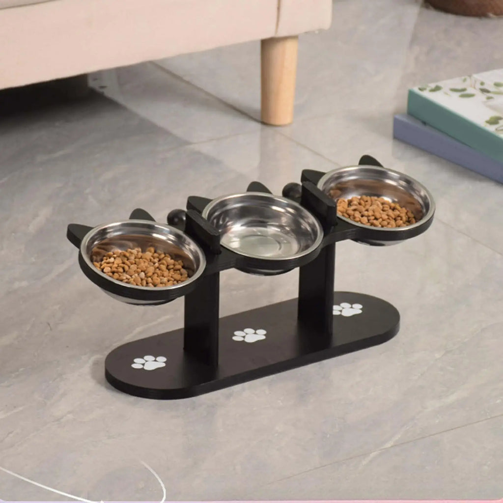 Zooflex LuxeDine – 15° Elevated Wooden Cat Bowl
