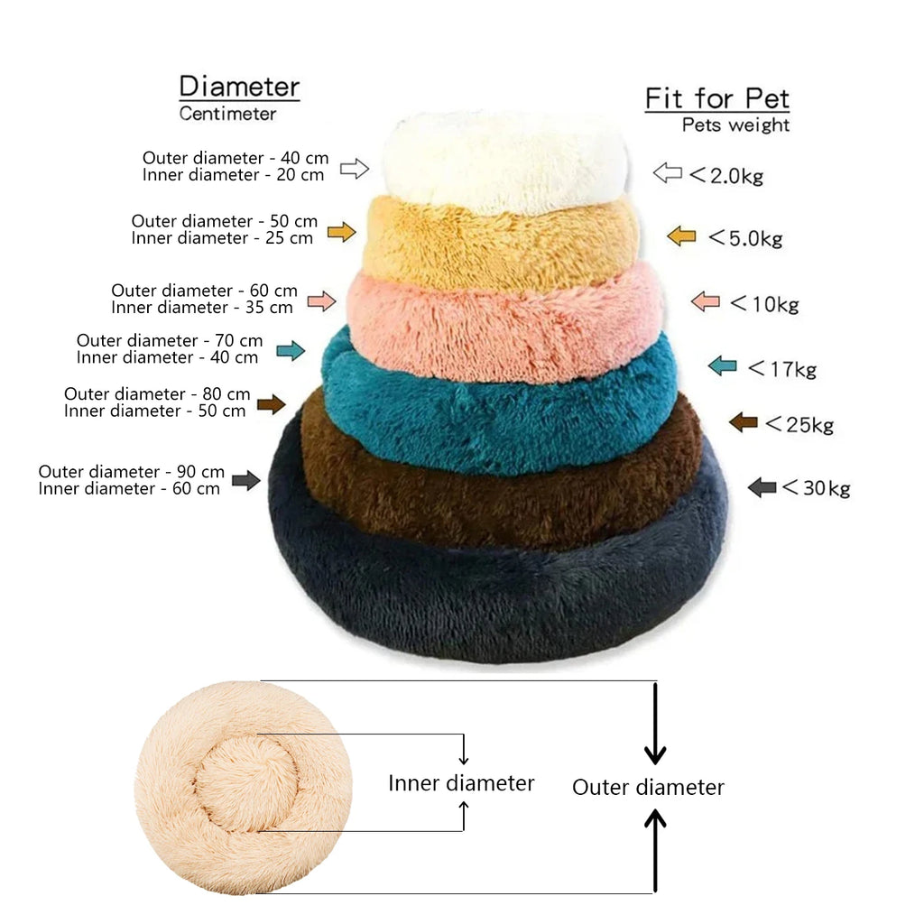 ZooFlex Round Plush Dog & Cat Bed – Super Soft Warm Pet Bed (40–90cm)