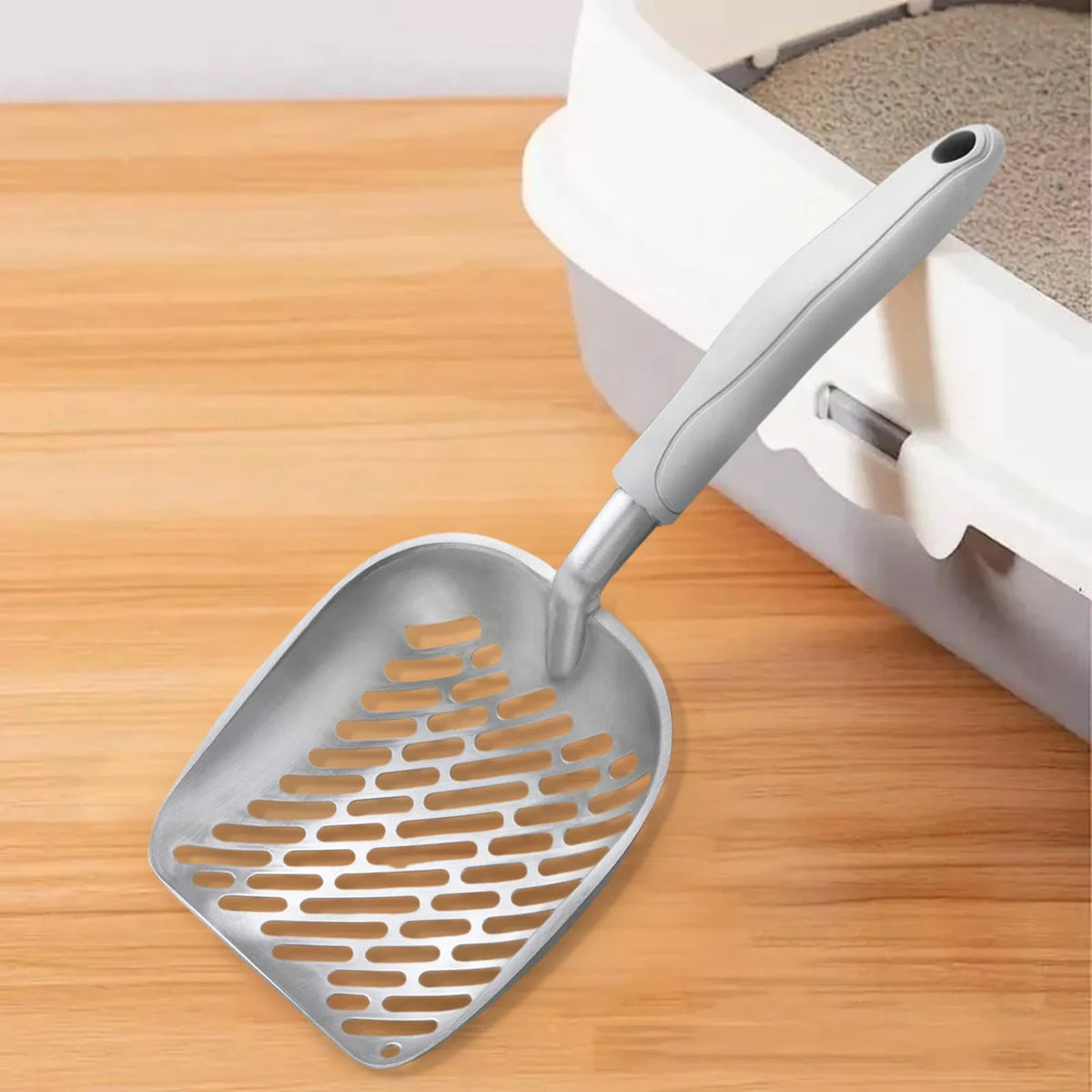 ZooFlex Long Handle Cat Litter Scoop – Stainless Steel Sifter