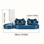 ZooFlex 3-in-1 Tilted Cat Food & Water Bowls – Gravity Water Dispenser