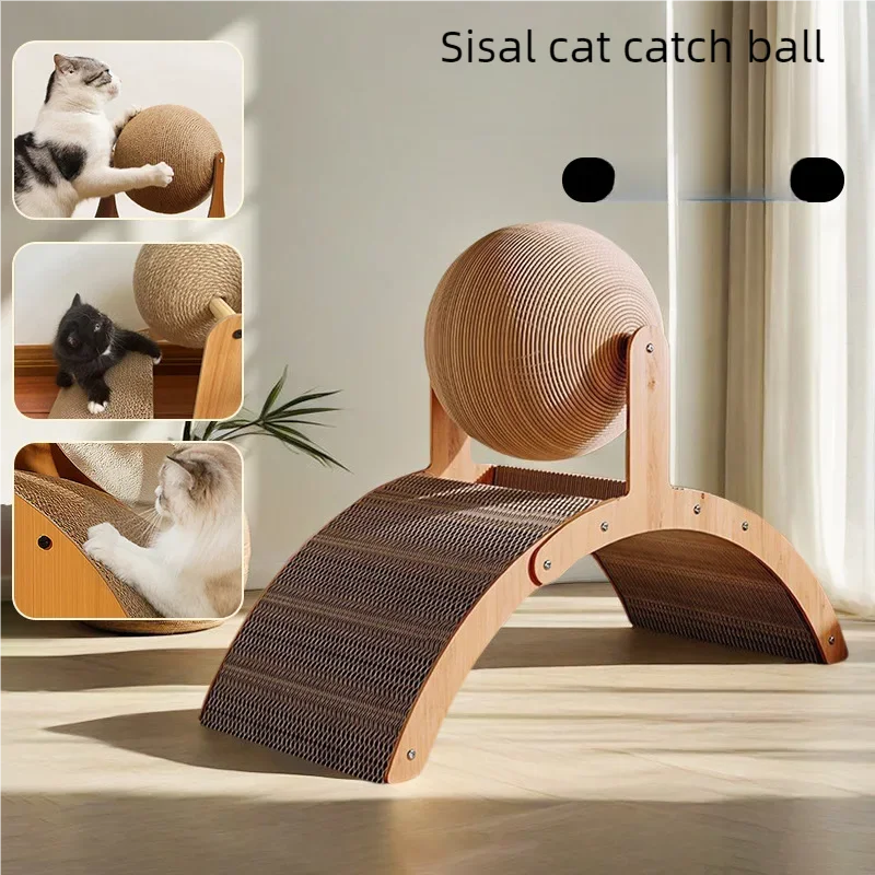 ZooFlex 2-in-1 Wooden Cat Scratching Ball – Sisal Scratcher Toy
