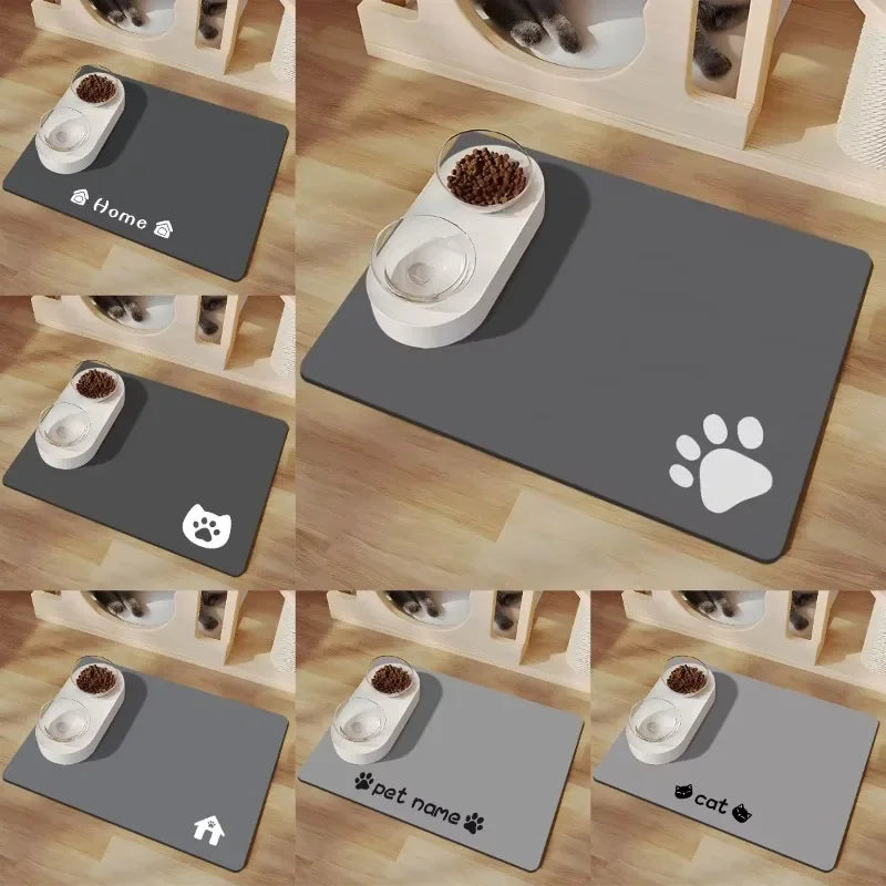 ZooFlex Waterproof Pet Feeding Mat – Non-Slip Paw Print Dog & Cat Bowl Mat