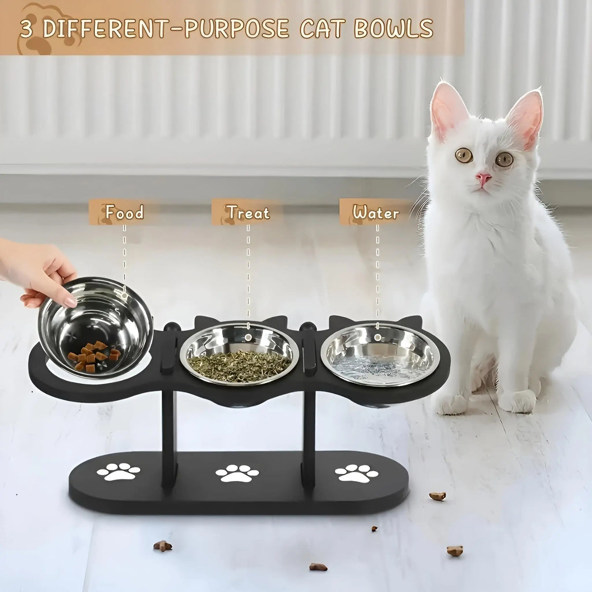 Zooflex LuxeDine – 15° Elevated Wooden Cat Bowl