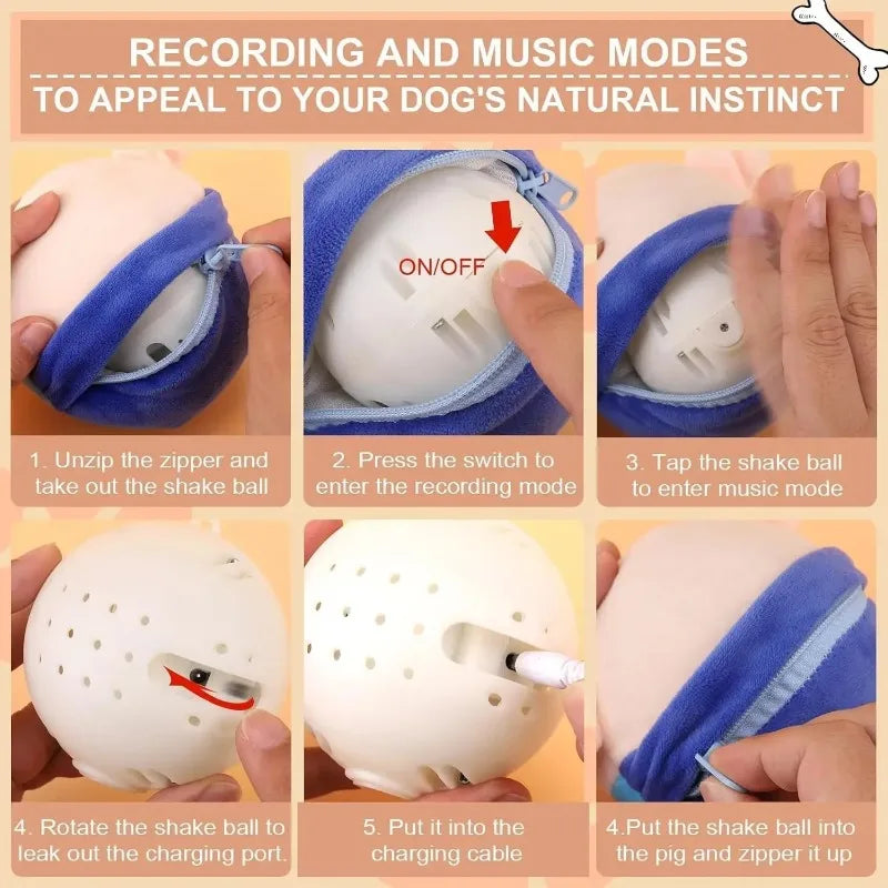 ZooFlex Interactive Vibrating Plush Ball – Musical Cat & Dog Toy
