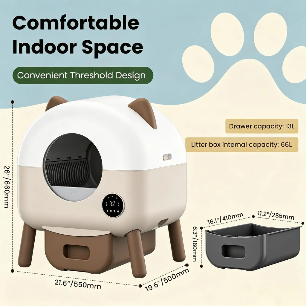 ZooFlex 76L Automatic Cat Litter Box – Smart WiFi Cleaning