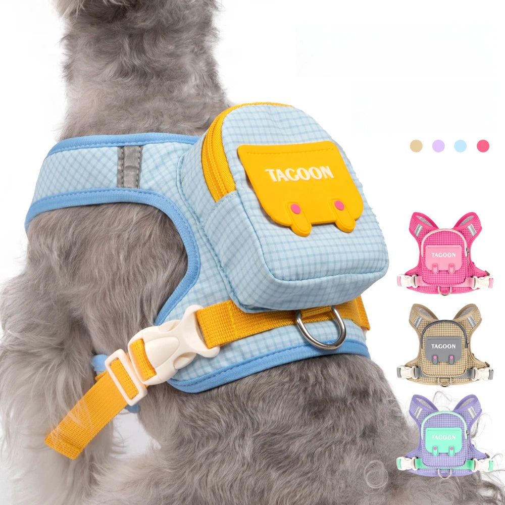 ZooFlex Plaid Dog Backpack Harness – Adjustable Puppy Walking Vest