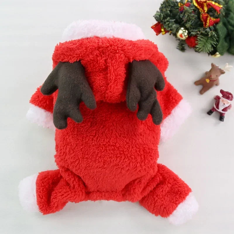 ZooFlex Christmas Dog Hoodie – Warm Santa & Elk Winter Coat for Small & Medium Dogs