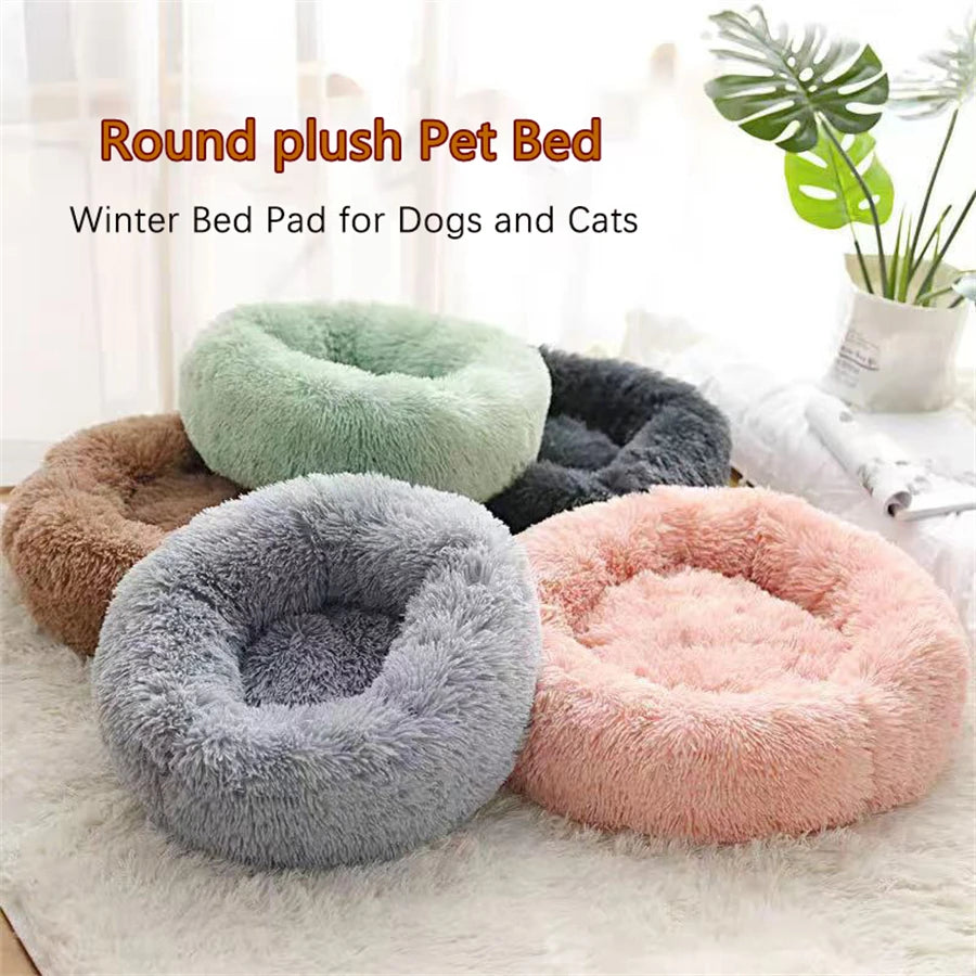 ZooFlex Washable Donut Dog & Cat Bed – Soft Warm Faux Fur Round Pet Bed