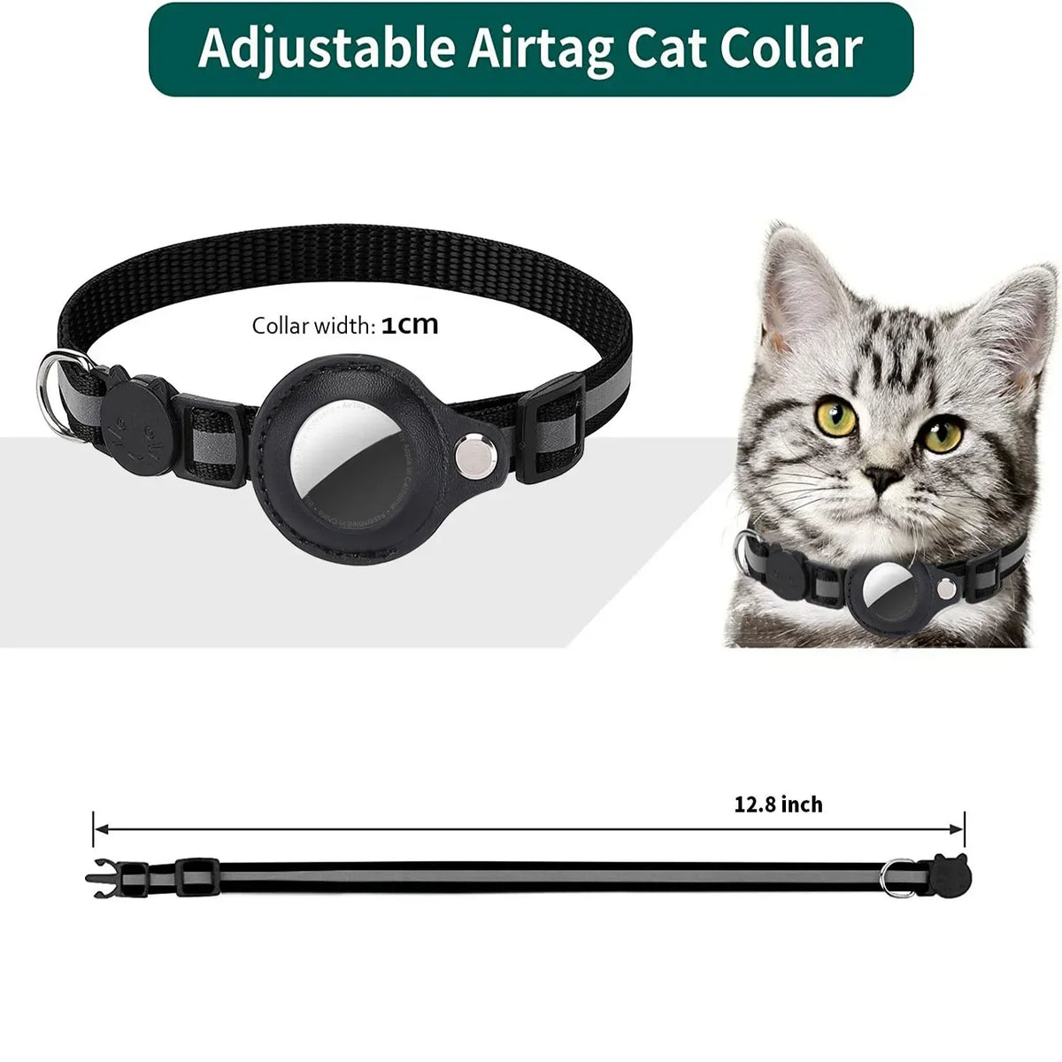ZooFlex Reflective Cat Collar – Adjustable AirTag Holder Collar