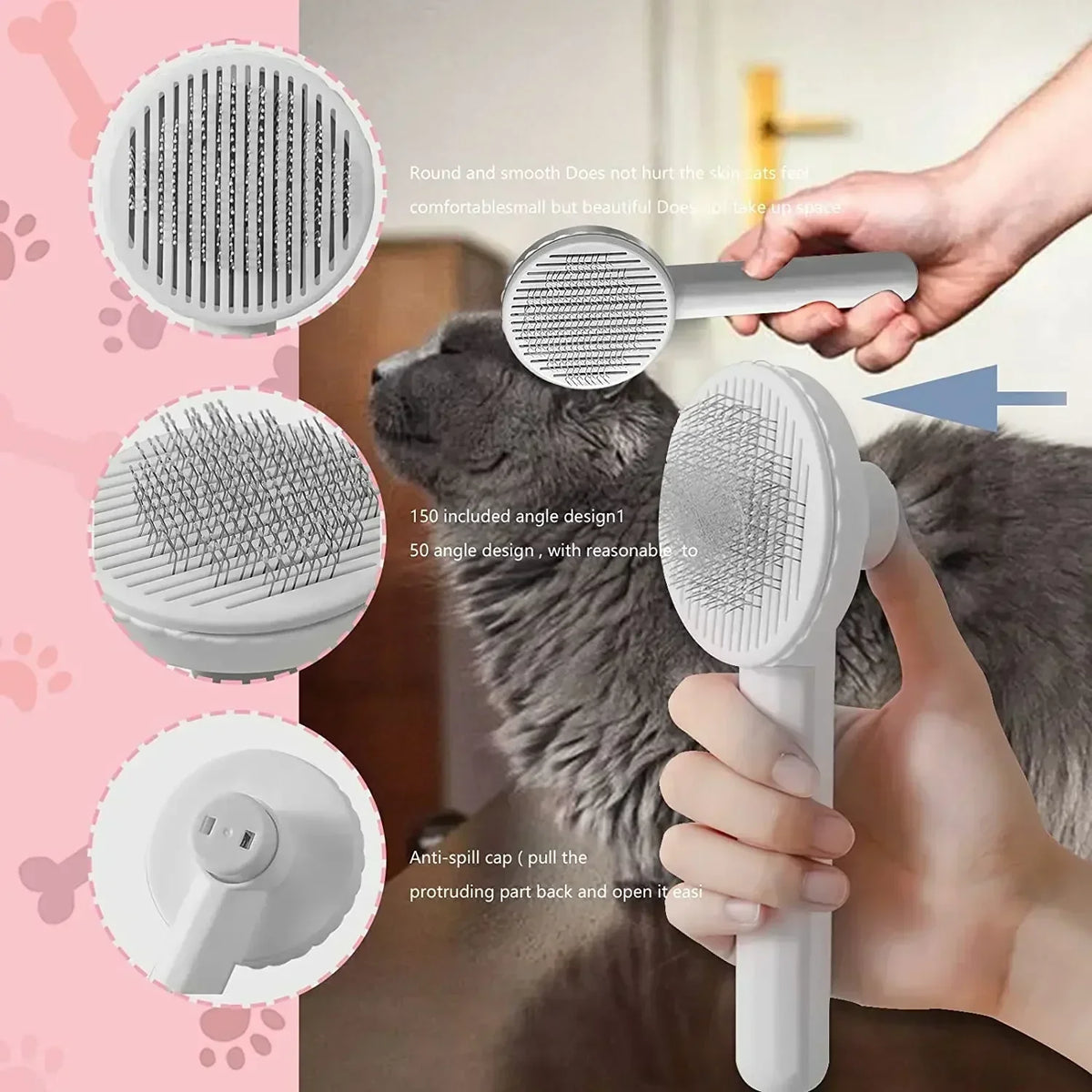 ZooFlex Cat Grooming Brush – Pet Hair Removal & Gentle Deshedding Comb for Dogs & Cats
