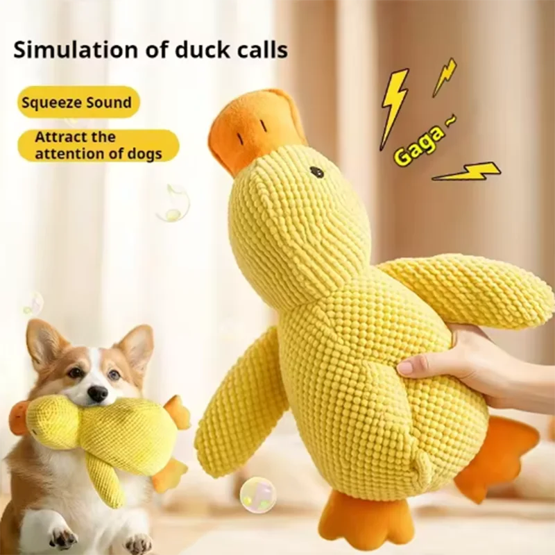 ZooFlex Yellow Duck Plush Dog Toy – Soft Cuddle & Interactive Play