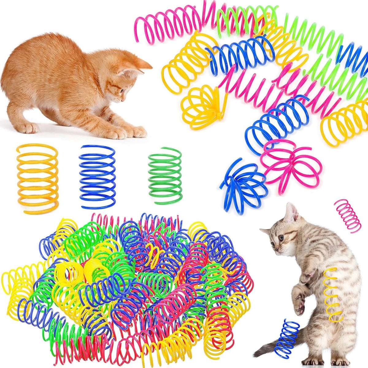 ZooFlex Colourful Cat Spring Toys – Interactive Kitten Play Set