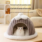 ZooFlex Winter Cat Cave Bed – Warm Plush Washable Pet Nest