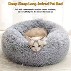 ZooFlex Washable Donut Dog & Cat Bed – Soft Warm Faux Fur Round Pet Bed
