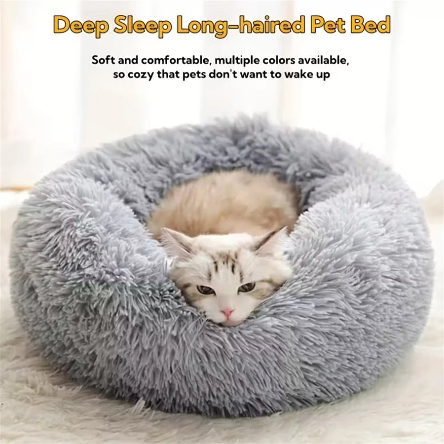 ZooFlex Washable Donut Dog & Cat Bed – Soft Warm Faux Fur Round Pet Bed