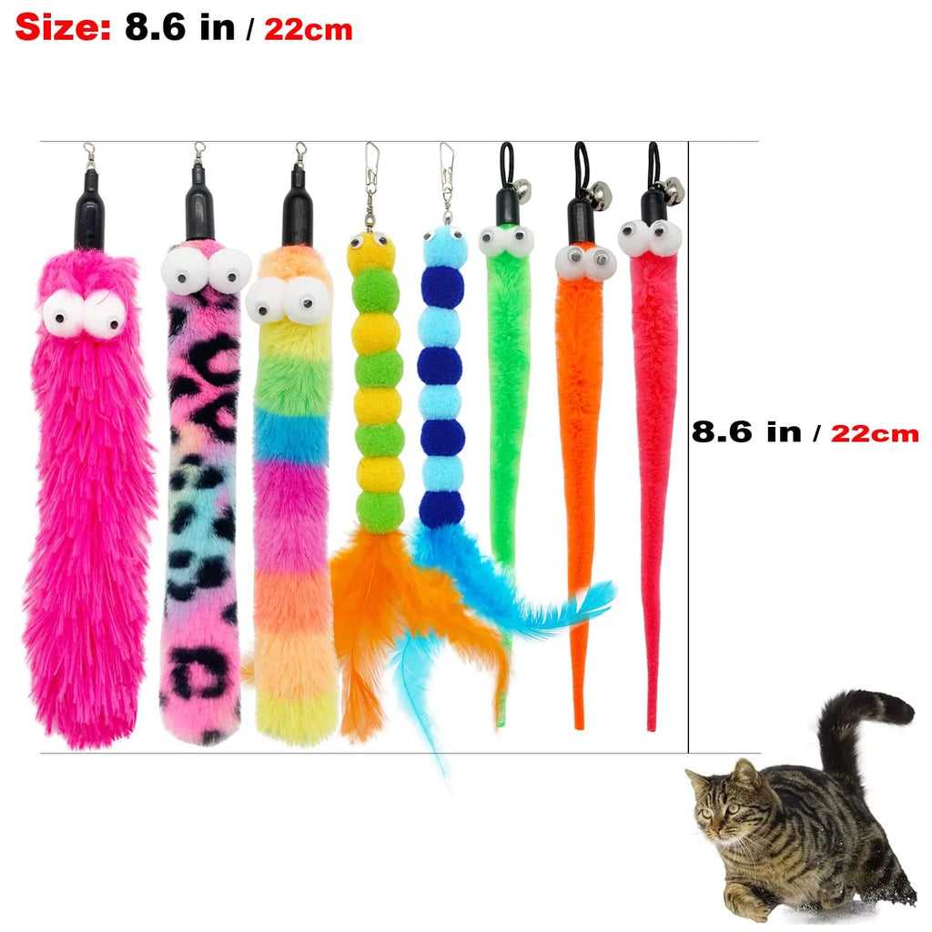 ZooFlex Interactive Cat Feather Wand Toy – Fuzzy Teaser with Refills (1–8 PCs)
