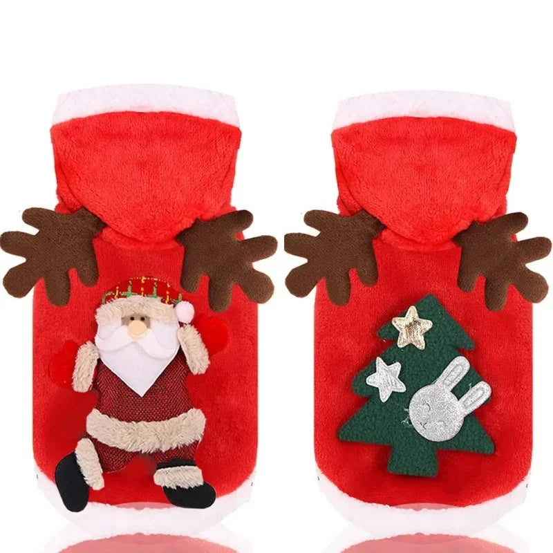 ZooFlex Christmas Dog Hoodie – Warm Santa & Elk Winter Coat for Small & Medium Dogs