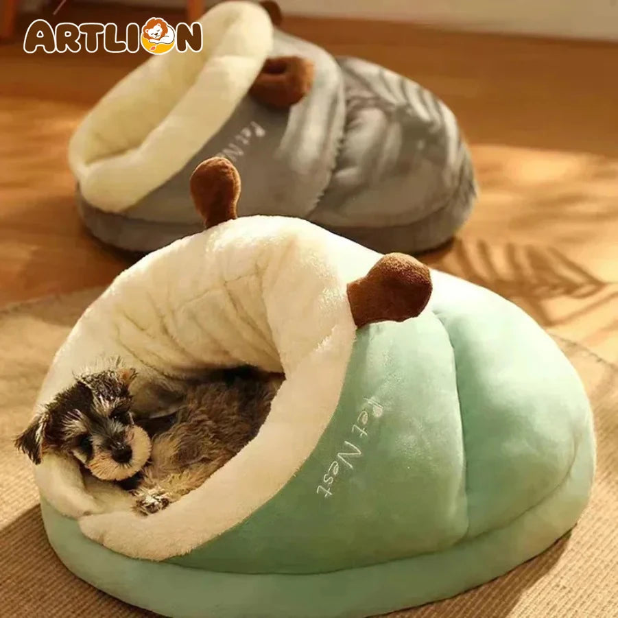 ZooFlex Soft Plush Dog Cave Bed – Warm Cozy Sleeping Nest for Dogs & Cats