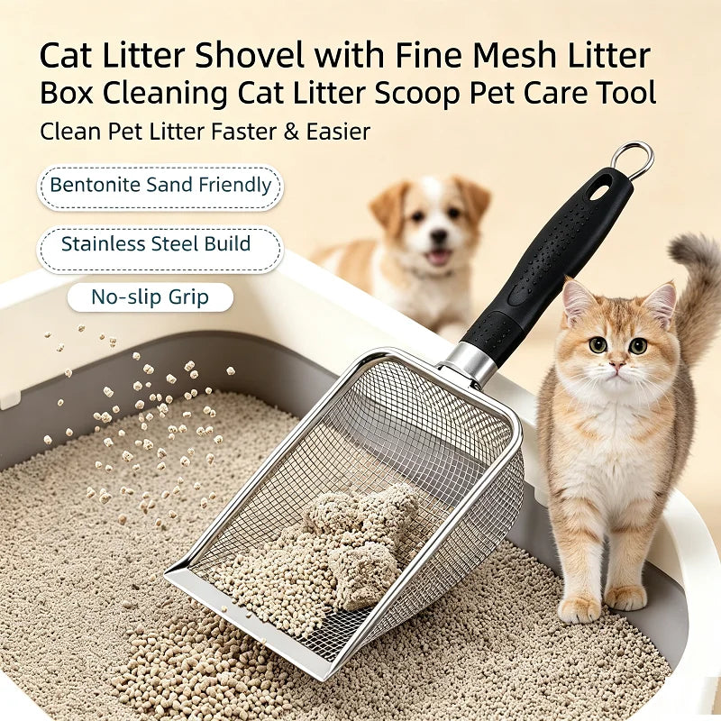ZooFlex Fine Mesh Cat Litter Scoop – Stainless Steel Sifter
