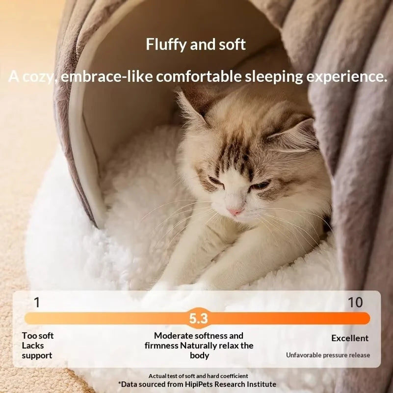ZooFlex Winter Cat Cave Bed – Warm Plush Washable Pet Nest