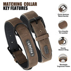 ZooFlex Custom Leather Dog Collar & Leash Set for Small, Medium & Large Dogs