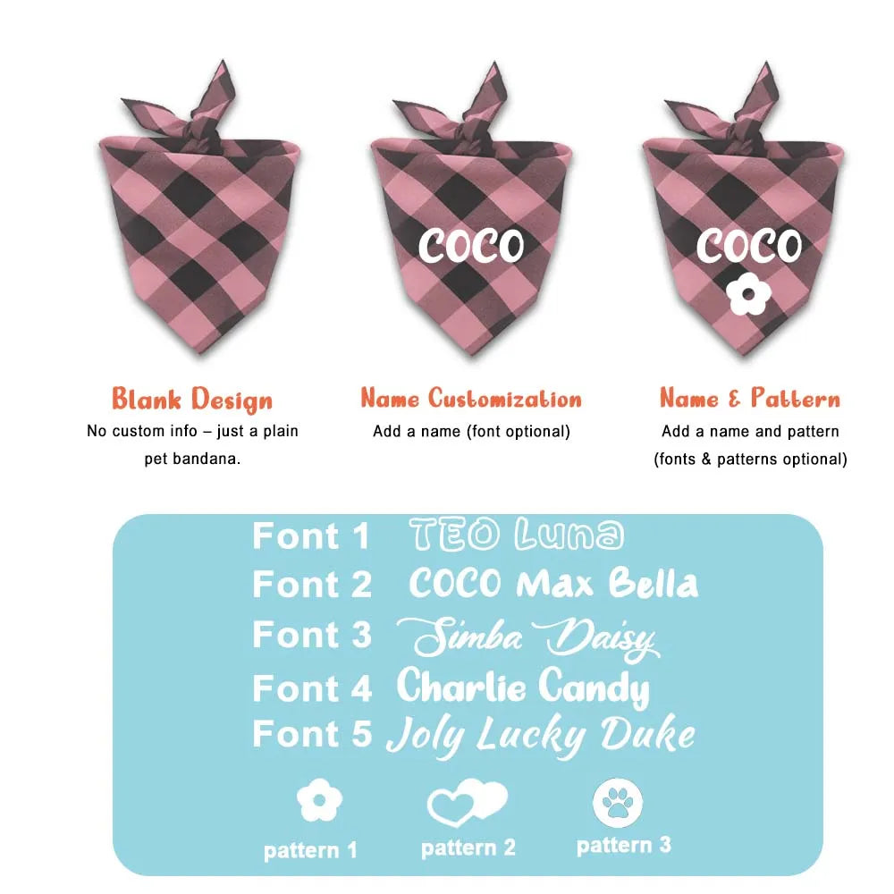 ZooFlex Custom Dog Bandana – Personalized Plaid Name Scarf for Dogs & Cats