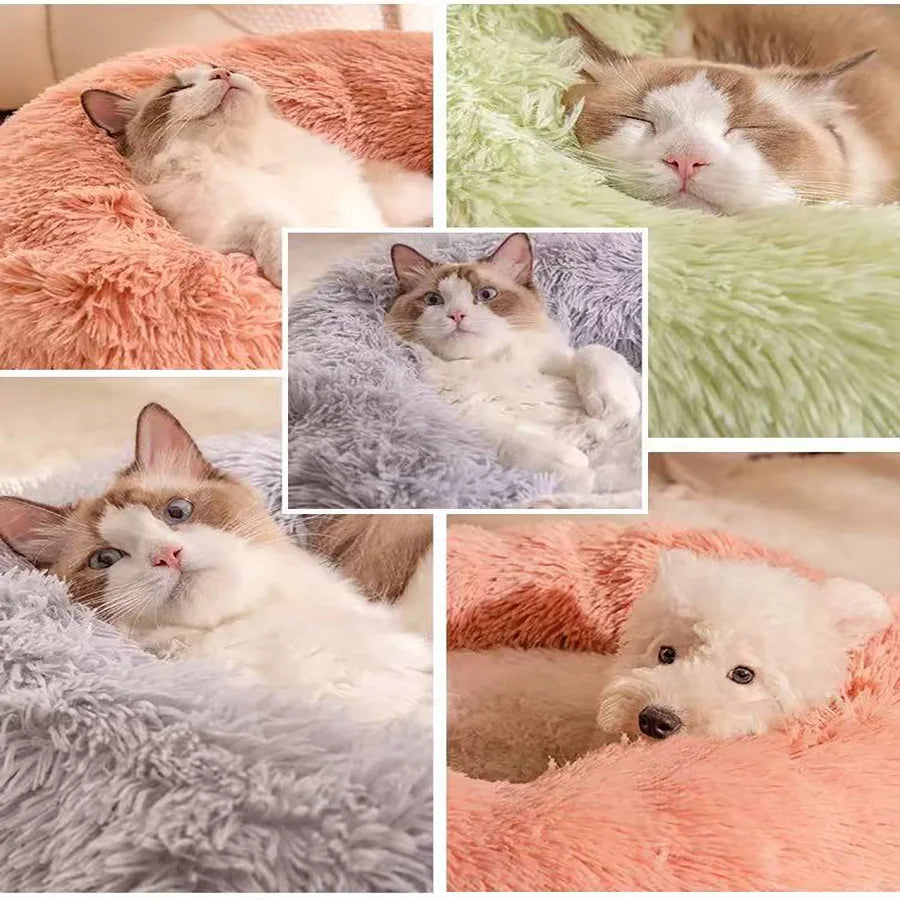 ZooFlex Washable Donut Dog & Cat Bed – Soft Warm Faux Fur Round Pet Bed