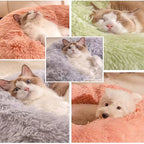 ZooFlex Washable Donut Dog & Cat Bed – Soft Warm Faux Fur Round Pet Bed