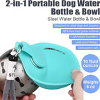 ZooFlex Portable Stainless Steel Dog Water Bottle with Bowl – Leak-Proof Travel Dispenser