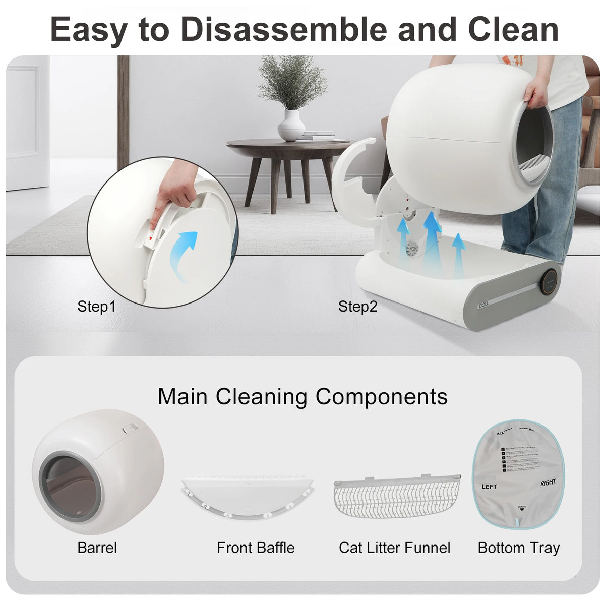 ZooFlex 65L Smart Cat Litter Box – WiFi Self-Cleaning