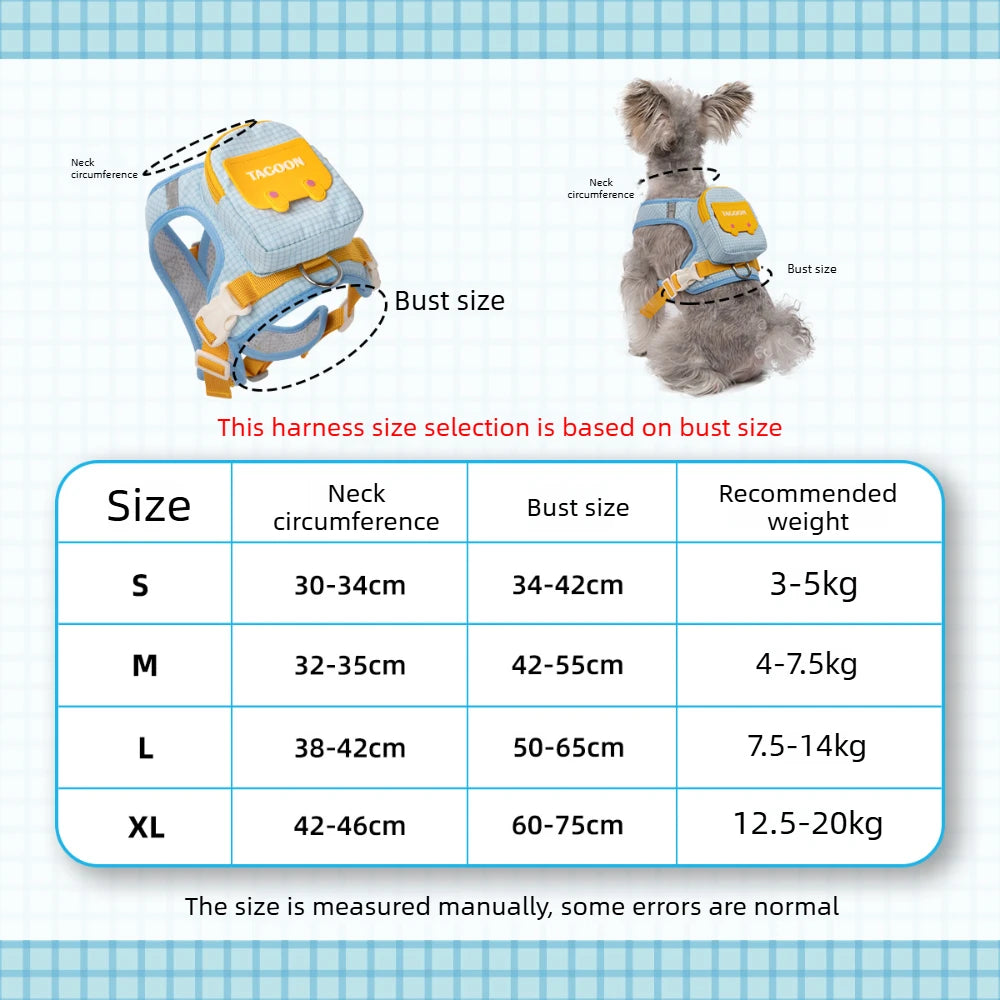 ZooFlex Plaid Dog Backpack Harness – Adjustable Puppy Walking Vest