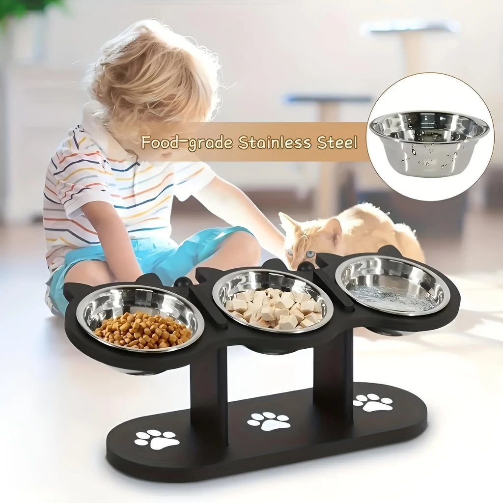 Zooflex LuxeDine – 15° Elevated Wooden Cat Bowl