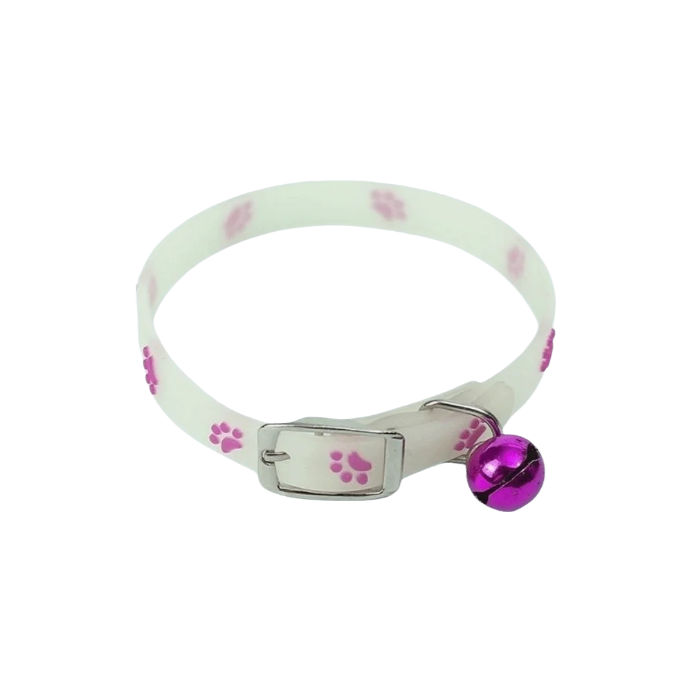 ZooFlex Glow-in-the-Dark Cat Collar – Adjustable Paw Print Design