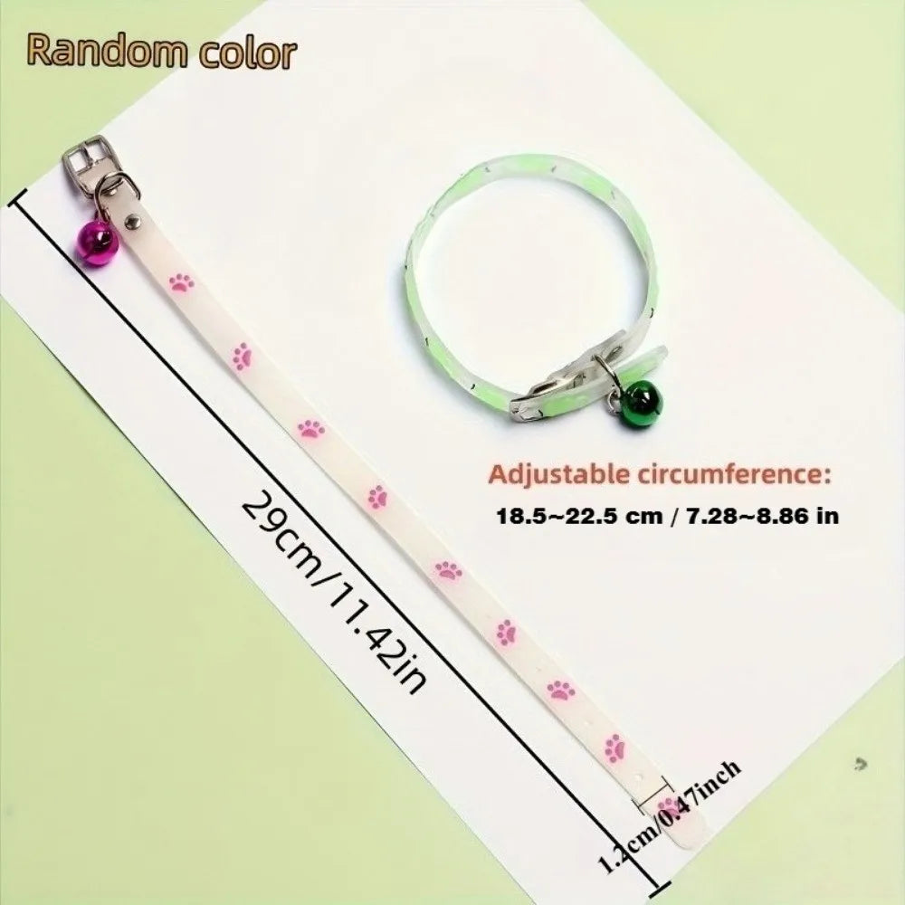 ZooFlex Glow-in-the-Dark Cat Collar – Adjustable Paw Print Design