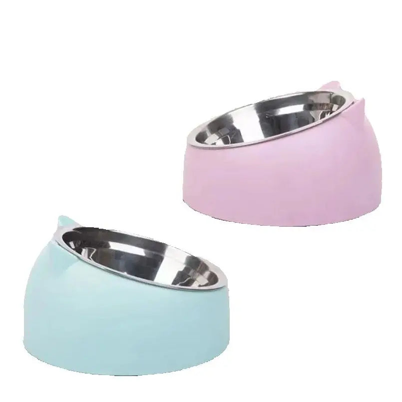 ZooFlex 15° Raised Cat & Dog Bowl – Non-Slip Stainless Steel Food & Water Feeder