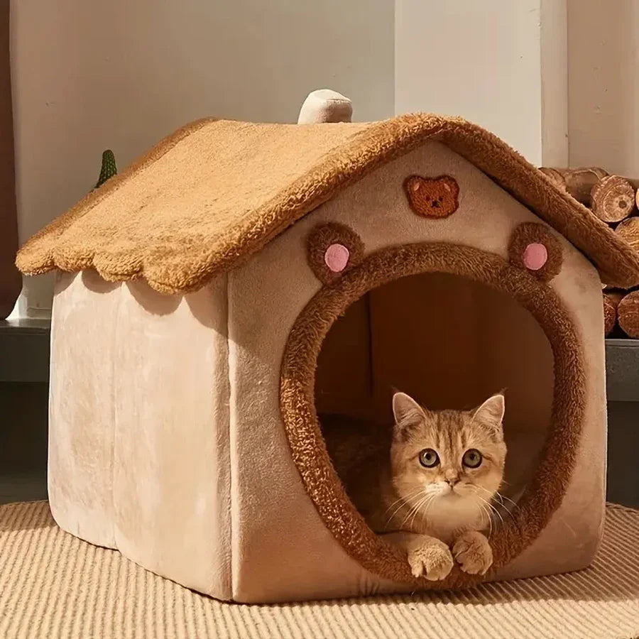 ZooFlex Cozy Cat Cave Bed – Soft Semi-Enclosed Pet Sleeping Nest