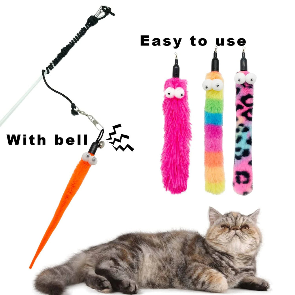 ZooFlex Interactive Cat Feather Wand Toy – Fuzzy Teaser with Refills (1–8 PCs)