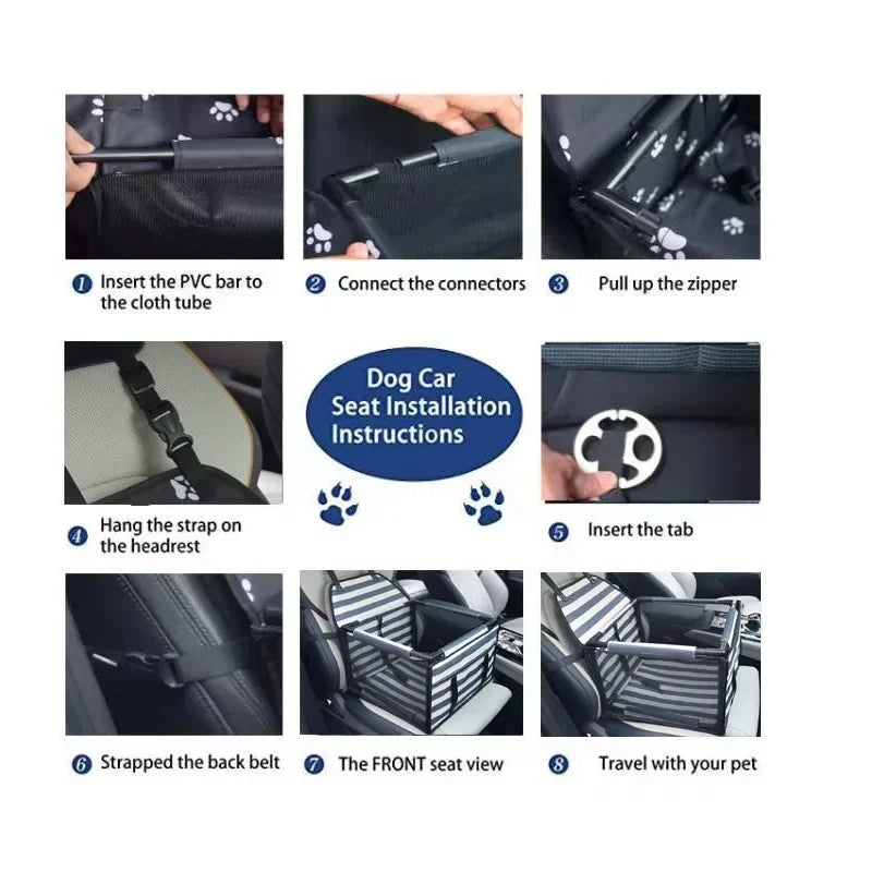 ZooFlex Waterproof Dog Car Seat – Pet Travel Basket & Carrier