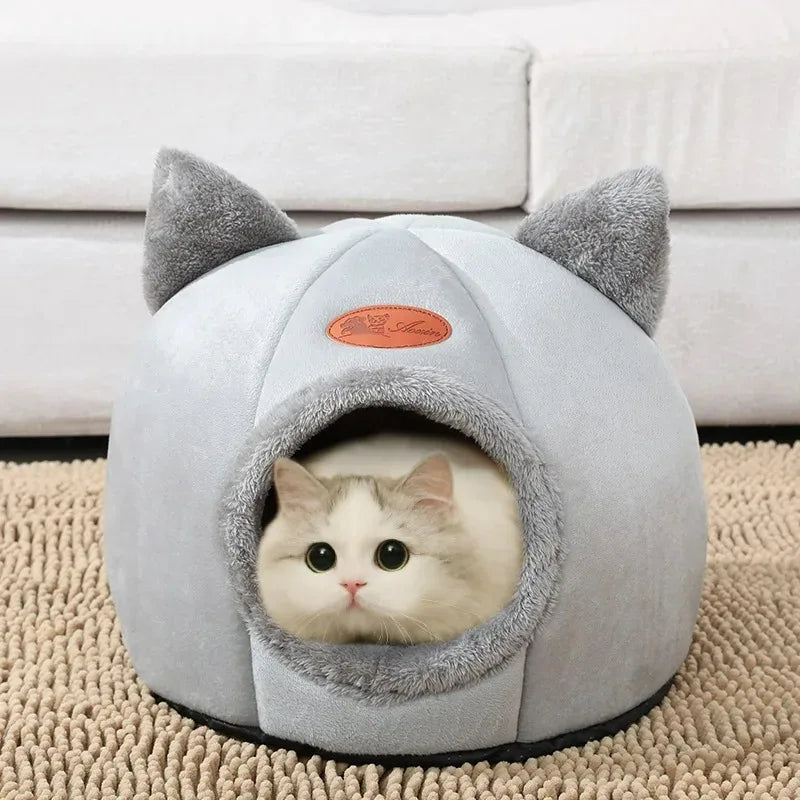 ZooFlex Cozy Cat Cave Bed – Soft Semi-Enclosed Pet Sleeping Nest